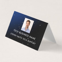 Moderne Blauwe Voeg Foto & QR Code Toe Tech Profes