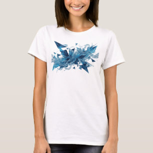 Moderne Blauwe WATER FLOW Artistiek Motief T-shirt