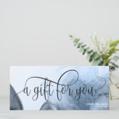 Moderne blauwe waterverf Certificate Cadeaubon Kaa (Staand voorkant)