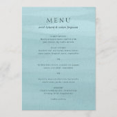 Moderne Blauwe Waterverf Elegante bruiloft Menu (Voorkant)