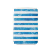 Moderne blauwe Waterverf White Striped Badmat (Voorkant Verticaal)