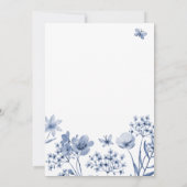 Moderne blauwe wilde bloemen bruiloft kaart (Achterkant)