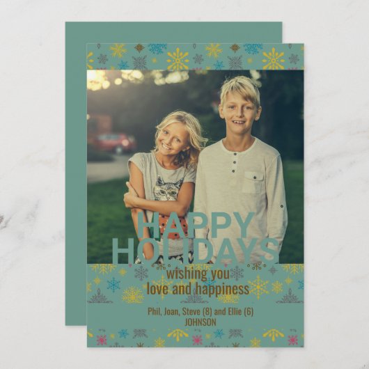 Moderne Blauwe Winter Sneeuwvlok Patroon Kaart (Voorkant / Achterkant)