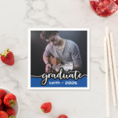Moderne blauwe witte script foto servetten (Insitu)