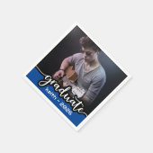 Moderne blauwe witte script foto servetten (Hoek)