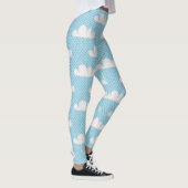 Moderne Blauwe Witte Wolken Leggings (Rechts)