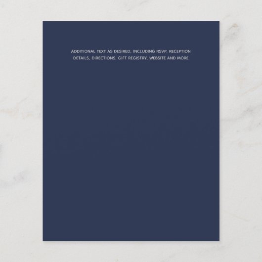 Moderne blauwe zilveren budget bruiloft uitnodigin (Achterkant)