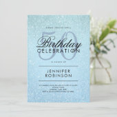 Moderne blauwglitterverf van elke leeftijd kaart (Staand voorkant)