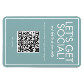 Moderne Blauwgroen Basic Social Media QR Code Magn Magneet (Horizontaal)