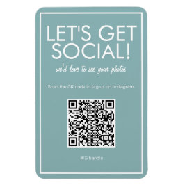 Moderne Blauwgroen Basic Social Media QR Code Magn Magneet