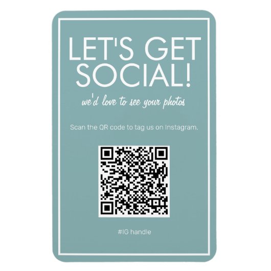 Moderne Blauwgroen Basic Social Media QR Code Magn Magneet (Verticaal)