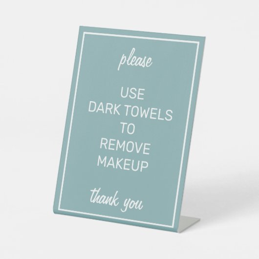 Moderne Blauwgroen basishanddoekteller Reclamebord Met Voetstuk (Voorkant)