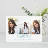 Moderne Blauwgroen bekendmaking van drie foto-Afst Kaart (Staand voorkant)