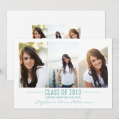 Moderne Blauwgroen bekendmaking van drie foto-Afst Kaart (Voorkant / Achterkant)