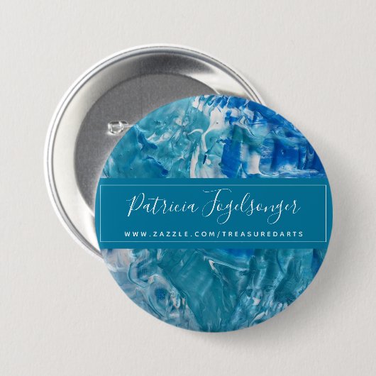 Moderne Blauwgroen blauwe Button (Voorkant /achterkant)