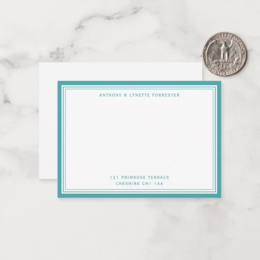 Moderne Blauwgroen blauwe grensnaam en -adres Notitiekaartje (Voorkant / Achterkant in situ)