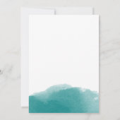 Moderne Blauwgroen Blauwe Waterverf Script bruilof Kaart (Achterkant)