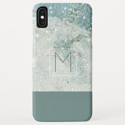 Moderne Blauwgroen Blue Marble Minimal Monogram Case-Mate iPhone Case (Achterkant)