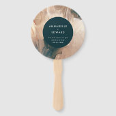 Moderne blauwgroen bruiloft met bohemen, schilderi handwaaier (Voorkant)