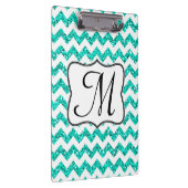 Moderne Blauwgroen Chevron Monogram Initiaal Clip  Klembord (Rechts)