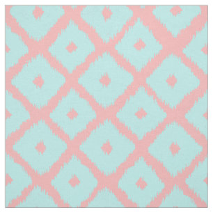 Moderne blauwgroen coraaltrendy ikat-patroon stof