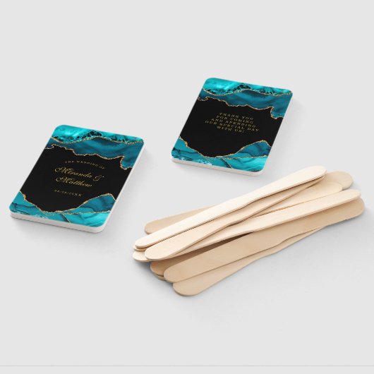 Moderne Blauwgroen en gouden bonte weddenschappen Handwaaier (Niet-gemonteerd)