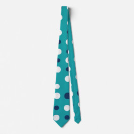 Moderne Blauwgroen en Navy Polka Dot Stropdas