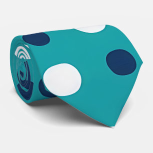 Moderne Blauwgroen en Navy Polka Dot Stropdas