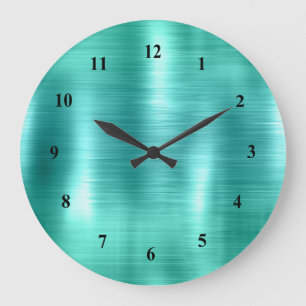 Moderne Blauwgroen Faux metallisch Grote Klok