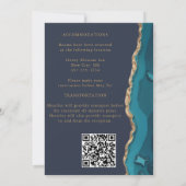 Moderne Blauwgroen Geode Rubin Agate Chic Wedding Kaart (Achterkant)