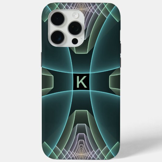 Moderne Blauwgroen Geometrische Fractal Art Graphi Case-Mate iPhone Case (Achterkant)