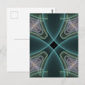 Moderne Blauwgroen geometrische fractale kunst Briefkaart (Voorkant / Achterkant)
