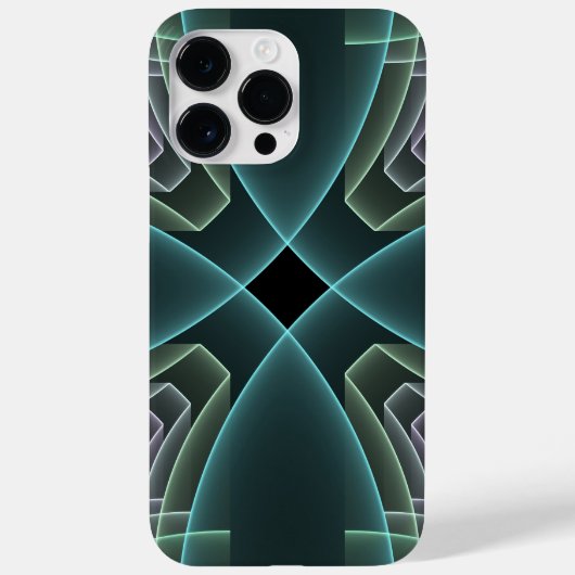Moderne Blauwgroen geometrische fractale kunst Case-Mate iPhone Case (Achterkant)