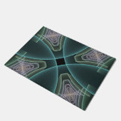 Moderne Blauwgroen geometrische fractale kunst Deurmat (Schuin)