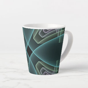 Moderne Blauwgroen geometrische fractale kunst Latte Mok