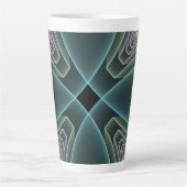 Moderne Blauwgroen geometrische fractale kunst Latte Mok (Voorkant)