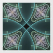 Moderne Blauwgroen geometrische fractale kunst Raamsticker (Vel)