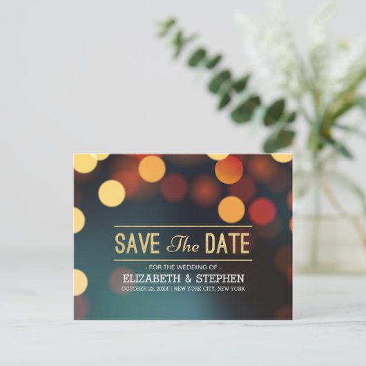 Moderne Blauwgroen gouden bruine bruiloft bespaart Aankondigingskaart (Staand voorkant)