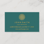 Moderne Blauwgroen & Gouden Mandala Yoga Instructe Visitekaartje (Achterkant)