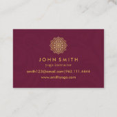 Moderne Blauwgroen & Gouden Mandala Yoga Instructe Visitekaartje (Achterkant)