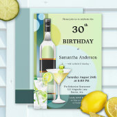 Moderne Blauwgroen groene cocktail Birthday-uitnod Kaart