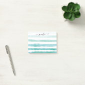 Moderne Blauwgroen Groene Waterverf Stripes Girly Post-it® Notes (Kantoor)