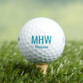 Moderne Blauwgroen monogrammen Golfballen (Insitu Shirt)