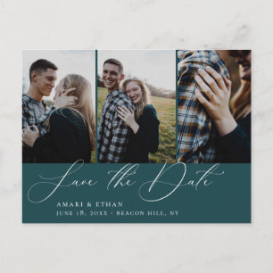 Moderne Blauwgroen multiculturele kalligrafie Opsl Aankondigingskaart