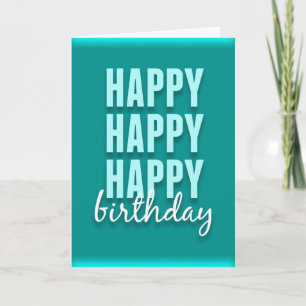 Moderne Blauwgroen Satin Happy Birthday Kaart