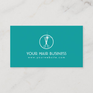 Moderne Blauwgroen Scissor minimalistische haarsty Visitekaartje