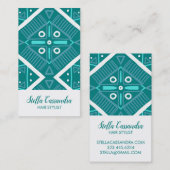 Moderne Blauwgroen Tegel Boho Geometric Pattern Visitekaartje (Voorkant / Achterkant)