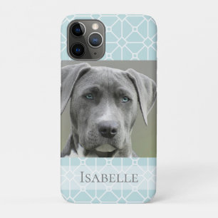 Moderne Blauwgroen turquoise witte foto gepersonal iPhone 11 Pro Hoesje