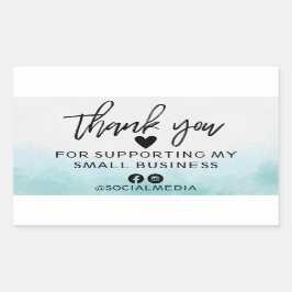 Moderne Blauwgroen Waterverf Business Hartelijk da Rechthoekige Sticker