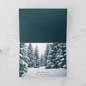 Moderne blauwgroen winterbos multi foto Christmas Kaart (Binnen)
